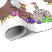 おもしろい編み物チキンイラストレーション ラッピングペーパー (ロールコーナー)