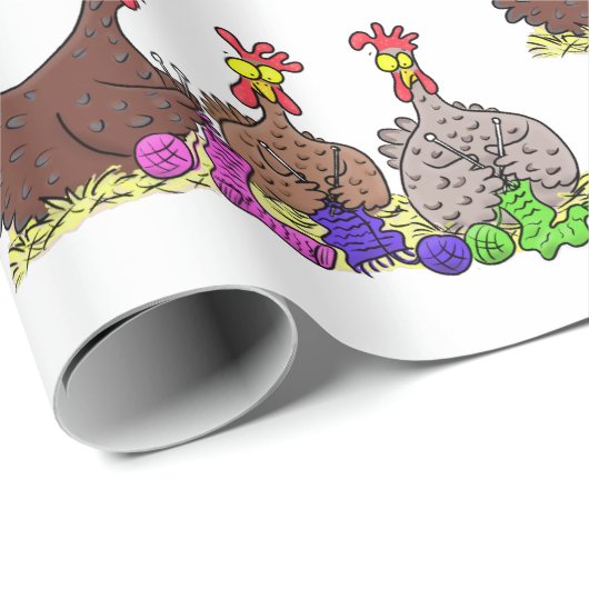 おもしろい編み物チキンイラストレーション ラッピングペーパー (ロールコーナー)