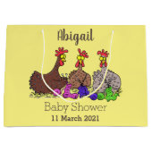 おもしろい編み物チキンイラストレーション ラージペーパーバッグ (正面)