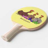 おもしろい編み物チキンイラストレーション 卓球ラケット (正面アングル)