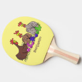 おもしろい編み物チキンイラストレーション 卓球ラケット (横)