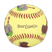 おもしろい編み物チキンイラストレーション 野球ボール (正面)