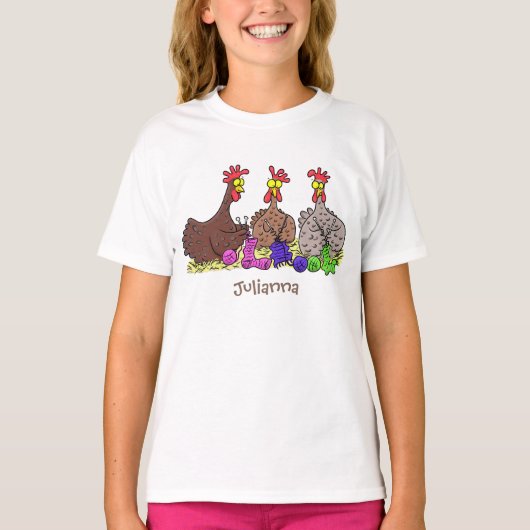 おもしろい編み物チキンイラストレーション Tシャツ (正面)