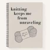 おもしろい編み物プロジェクト引用文パーソナライズされた名 ノートブック (正面)