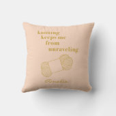 おもしろい編み物引用文赤面金ゴールドパーソナライズされた クッション (裏面)