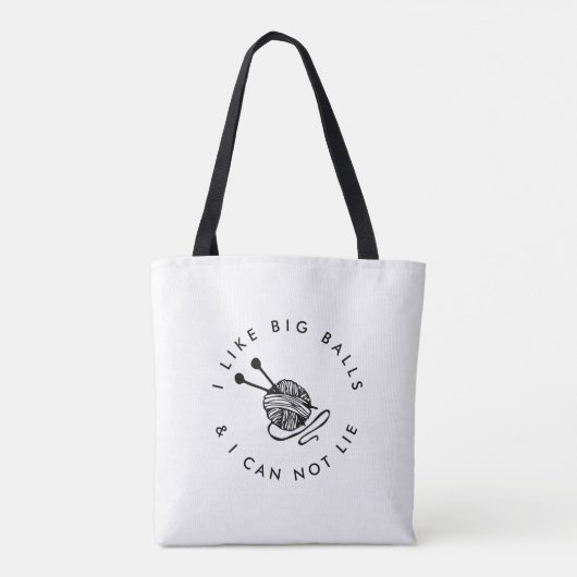 おもしろい編み物私は大きなボールが好き大きなトートバッグ トートバッグ (裏面)