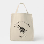 おもしろい編み物編むのが大好きパーソナライズされた トートバッグ (裏面)