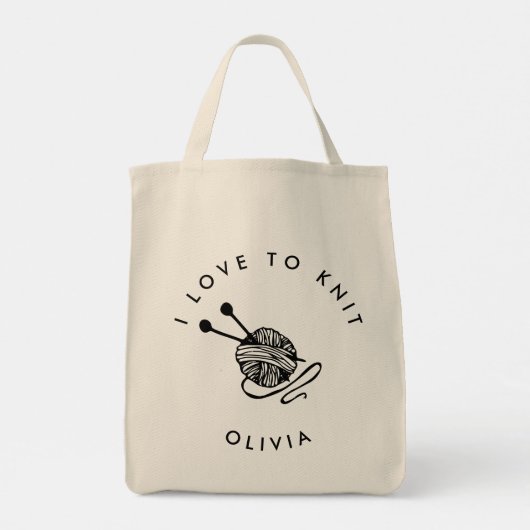 おもしろい編み物編むのが大好きパーソナライズされた トートバッグ (裏面)