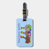 おもしろい編み物茶色の鶏マンガバッグラベル ラゲッジタグ (正面縦)