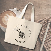 おもしろい編み物Iが糸を作かわいらしるパーソナライズされた ラージトートバッグ