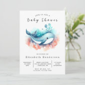 おもしろい編集可能なクジラの赤ちゃんシャワー 招待状 (スタンド正面)