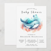 おもしろい編集可能なクジラの赤ちゃんシャワー 招待状 (正面/裏面)