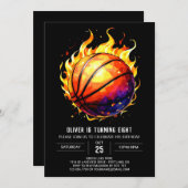 おもしろい編集可能エレガントバスケットボール誕生日 招待状 (正面/裏面)