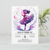 おもしろい編集可能バレリーナ誕生日 招待状 (スタンド正面)