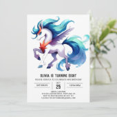 おもしろい編集可能ホース誕生日 招待状 (スタンド正面)