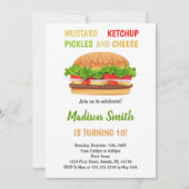 おもしろい編集可能BBQまたはクックアウトパーティーカー子供へド 招待状 (正面)