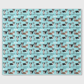 おもしろい縁どドッグイメージ誕生日 ラッピングペーパー (フラット)