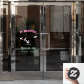 おもしろい縁どランニング犬 ウィンドウサイン (オフィスドア)