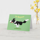 おもしろい縁どランニング犬 カード (黄色い花)