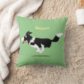 おもしろい縁どランニング犬 クッション (ブランケット)