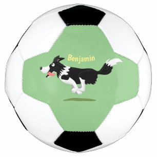 おもしろい縁どランニング犬 サッカーボール