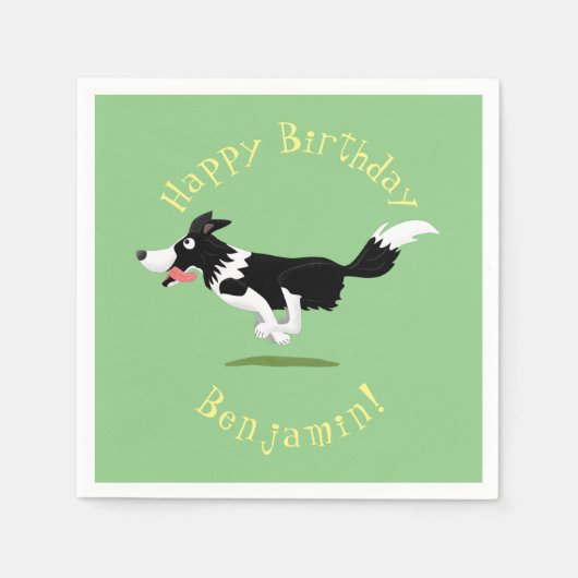 おもしろい縁どランニング犬 スタンダードカクテルナプキン (正面)