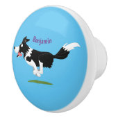 おもしろい縁どランニング犬 セラミックノブ (右)