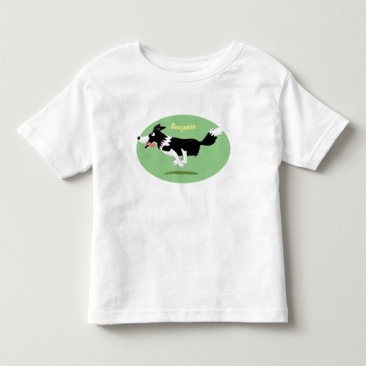 おもしろい縁どランニング犬 トドラーTシャツ (正面)