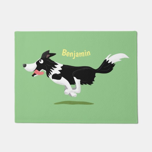 おもしろい縁どランニング犬 ドアマット (正面)