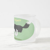 おもしろい縁どランニング犬 フロストグラスマグカップ (正面右)