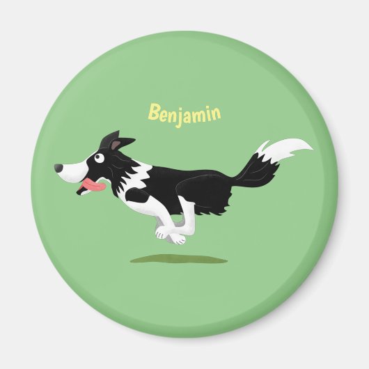 おもしろい縁どランニング犬 マグネット (正面)