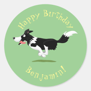おもしろい縁どランニング犬 ラウンドシール