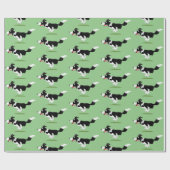 おもしろい縁どランニング犬 ラッピングペーパー (フラット)