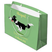 おもしろい縁どランニング犬 ラージペーパーバッグ (裏面アングル)