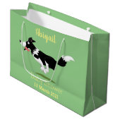 おもしろい縁どランニング犬 ラージペーパーバッグ (正面アングル)