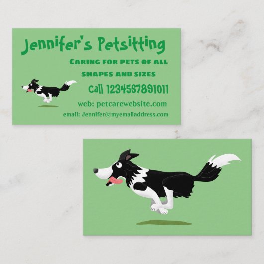 おもしろい縁どランニング犬 名刺 (正面/裏面)