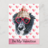 おもしろい縁どCollie Be My Valentine Dog Valentines シーズンポストカード (正面)