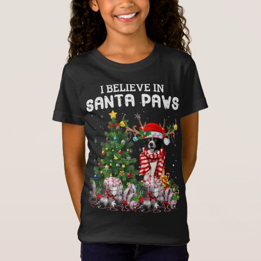 おもしろい縁どCollie Dog Christmas Tree Christmas P Tシャツ (正面)