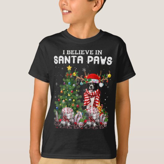 おもしろい縁どCollie Dog Christmas Tree Christmas P Tシャツ (正面)