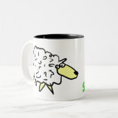 おもしろい羊のイラストレーション ツートーンマグカップ (正面左)