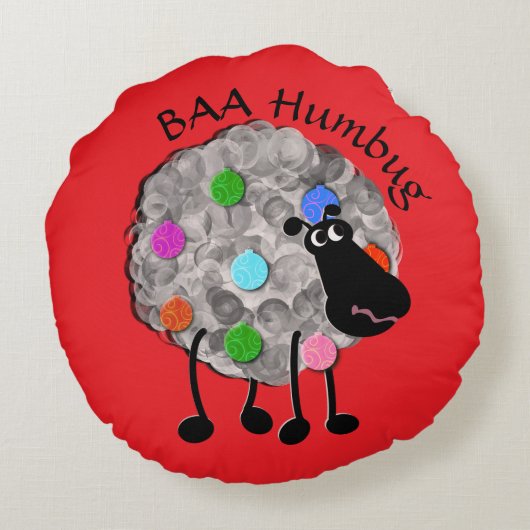 おもしろい羊の枕 ラウンドクッション (裏面)