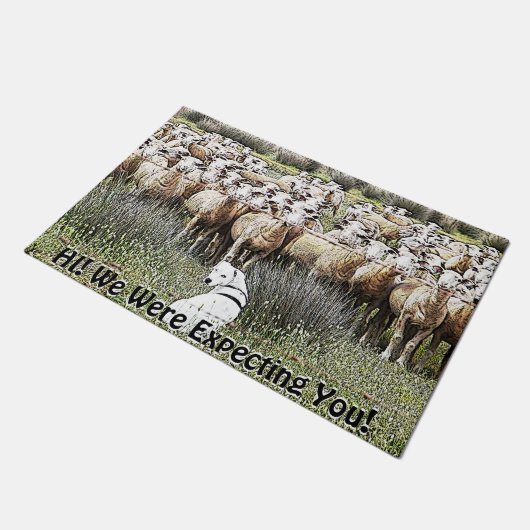 おもしろい羊の群れを期待して ドアマット (アングル)