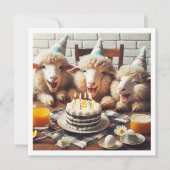 おもしろい羊の誕生日の招待,パーティー動物 招待状 (正面)