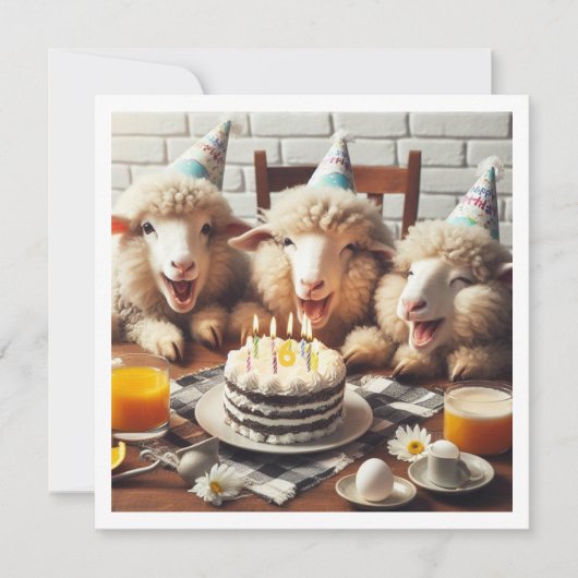 おもしろい羊の誕生日の招待,パーティー動物 招待状 (正面)