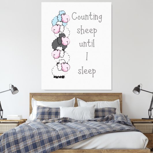 おもしろい羊を私が眠るまで数える引用文 キャンバスプリント (インサイチュ (寝室))