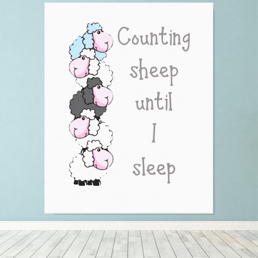 おもしろい羊を私が眠るまで数える引用文 キャンバスプリント (インサイチュ (ウッドフロア))