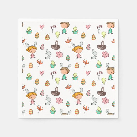 おもしろい美しいイースターエッグ狩りパーティー スタンダードカクテルナプキン (正面)