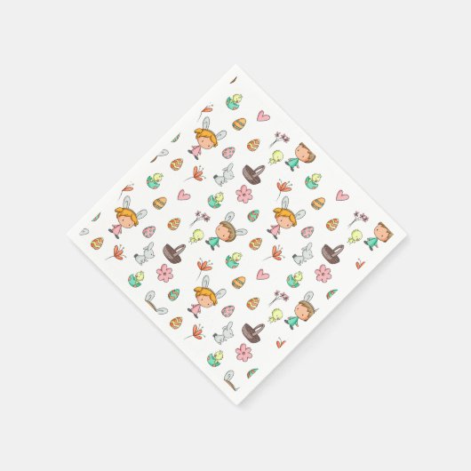 おもしろい美しいイースターエッグ狩りパーティー スタンダードカクテルナプキン (角)