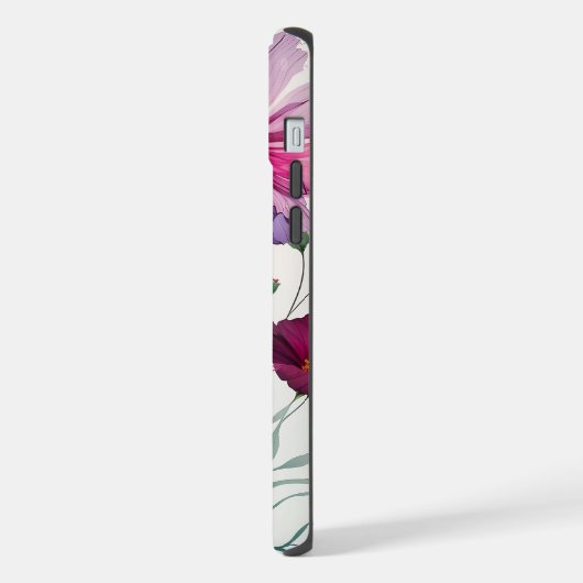 おもしろい美しいコスモスガーデンフラワーズフローラ iPhoneケース (左側面)