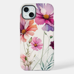 おもしろい美しいコスモスガーデンフラワーズフローラ iPhone 15 PLUSケース